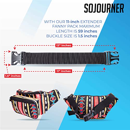 Fanny Pack Extender Belt Bag Adjustable Strap Buckle Waist Extender - ONLY COMPATIBLE WITH SOJOURNER FANNY PACKS