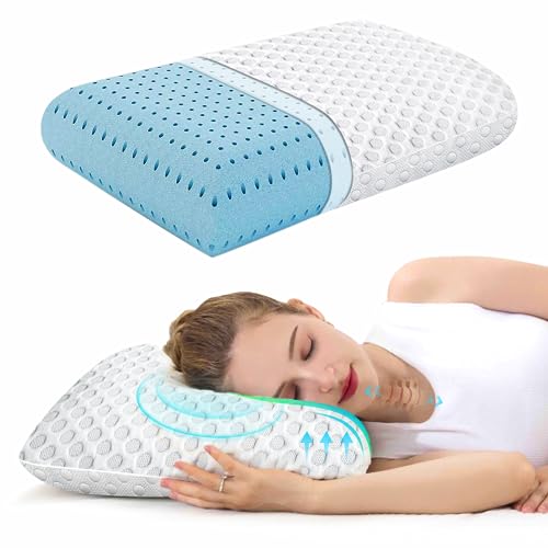 MUUEGM Gel Memory Foam Pillows, Cooling Pillow for Pain Relief Sleeping,Neck Pillows for Sleeping, Washable and Breathable Bed Pillow, Body Pillows for Adults (White)