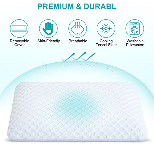 MUUEGM Gel Memory Foam Pillows, Cooling Pillow for Pain Relief Sleeping,Neck Pillows for Sleeping, Washable and Breathable Bed Pillow, Body Pillows for Adults (White)