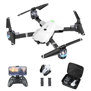 drones with camera for adults - 1080p fpv drone with carrying case, foldable rc drone w/2 batteries, altitude hold, headless mode, attop camera drones for adults/beginners, girls/boys gifts