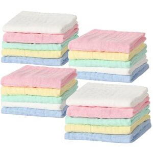 20 packs muslin baby burp cloths set large 20 x 10 inch cotton 6 layers burp cloths for baby girl newborn washcloths infant burp wipes soft and absorbent napkins for boys and girls (multi colors)