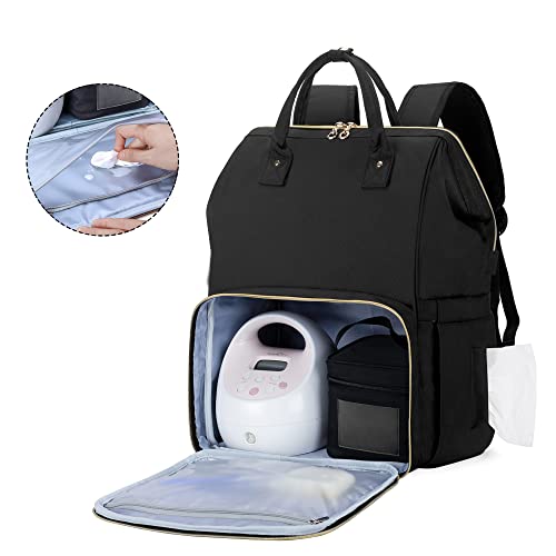 BAFASO Breast Pump Backpack with Laptop Sleeve, Breast Pump Bag Compatible with Spectra S1, S2 and Most Breast Pump Brands (Bag Only), Black