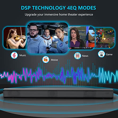 dyplay Sound Bar for TV with HDMI, 120Watt 30 Inch Soundar, Bluetooth 5.0 TV Soundbar Speaker, 4 EQ Modes, HDMI/Optical/AUX/TF/USB Connection, Built-in DSP, Remote Control and Wall Mountable