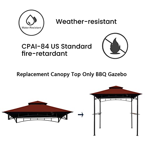 Tanxianzhe Grill Gazebo Replacement Canopy Top Cover 5×8 Double Tiered BBQ Roof ONLY FIT for Gazebo Model L-GG001PST-F (Burgundy)