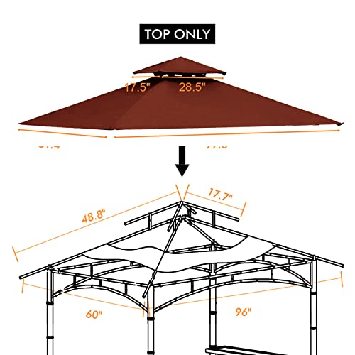 Tanxianzhe Grill Gazebo Replacement Canopy Top Cover 5×8 Double Tiered BBQ Roof ONLY FIT for Gazebo Model L-GG001PST-F (Burgundy)