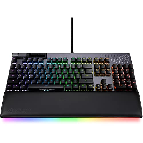 ASUS ROG Strix Flare II Animate 100% RGB Gaming Keyboard - Hot-swappable, ROG NX Brown Tactile Switches, Customizable LED Display, PBT Keycaps, Acoustic Dampening Foam, Media Controls, Wrist Rest