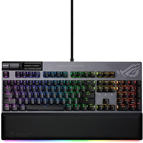 ASUS ROG Strix Flare II Animate 100% RGB Gaming Keyboard - Hot-swappable, ROG NX Brown Tactile Switches, Customizable LED Display, PBT Keycaps, Acoustic Dampening Foam, Media Controls, Wrist Rest