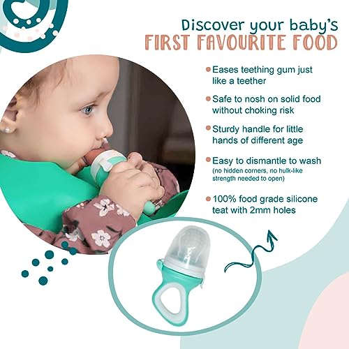 VaBa Du Baby Feeding Set - 10-Pack - Easy Baby Led Weaning - Adjustable Bib, Food Feeder, Utensils, Dish & Suction Bowl with Lid, and Sippy Cup