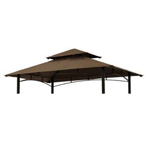 grill gazebo replacement canopy roof – hugline 5x8 outdoor grill shelter canopy top double tiered bbq tent cover fit for model l-gg001pst-f (brown)