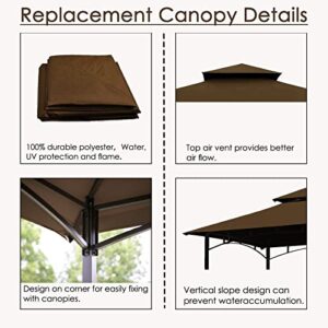 Grill Gazebo Replacement Canopy Roof – Hugline 5x8 Outdoor Grill Shelter Canopy Top Double Tiered BBQ Tent Cover Fit for Model L-GG001PST-F (Brown)