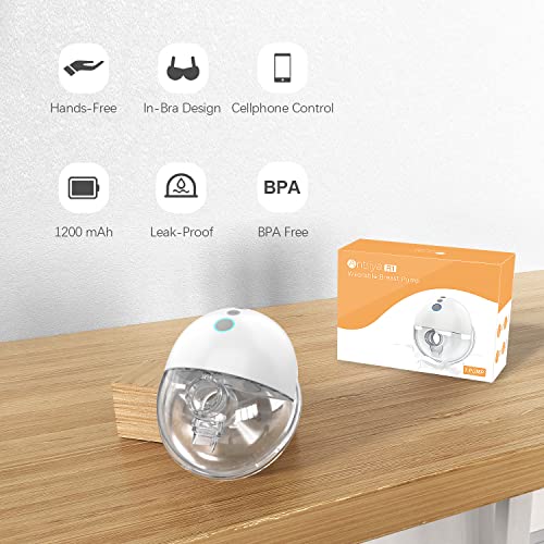 Antsiya Wearable Breast Pump with Cellphone App Control, Hands Free Breast Pump, Low Noise & Painless Electric Breast Pump, Portable Breastfeeding Breast Pump with 4 Modes & 10 Levels, 27MM Flange