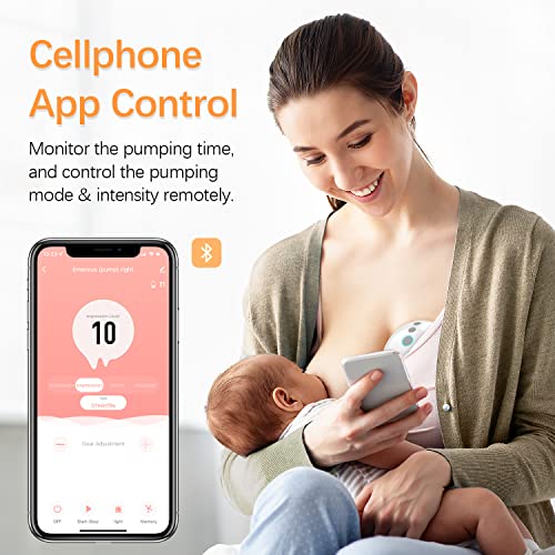 Antsiya Wearable Breast Pump with Cellphone App Control, Hands Free Breast Pump, Low Noise & Painless Electric Breast Pump, Portable Breastfeeding Breast Pump with 4 Modes & 10 Levels, 27MM Flange