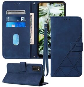 a03s case wallet,for galaxy a03s case,[kickstand][wrist strap][card holder slots] tpu interior protective for samsung a03s case,pu leather folio flip cover for samsung galaxy a03s case (blue)
