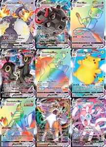 3 pokémon card vmax bundle - 1 secret rare rainbow card - no duplicates - vmax booster pack