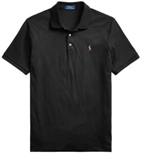 polo ralph lauren men's big and tall short sleeve pima soft-touch polo shirt (2xlt, blacksigpny)