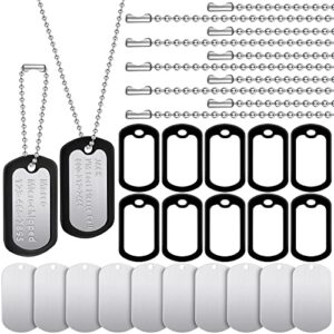 30 pieces military dog tags set including 10 stainless steel blank dog tag 10 steel ball chain and 10 military silicone dog tag silencer personalized pets tags for diy craft (cute style, silver)