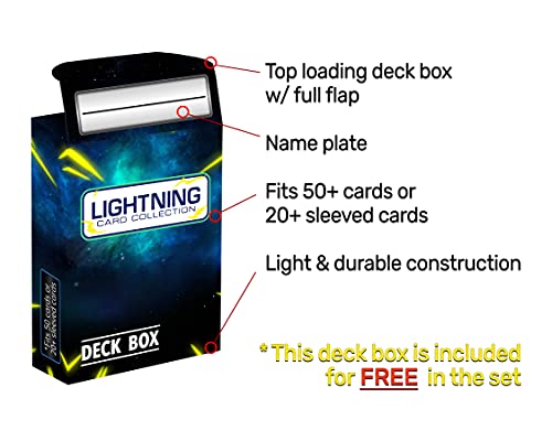 Lightning Card Collection Ultimate Rare Card Bundle- 100+ Cards (15 Holo Cards and Rare Cards and 2 Ultra Rare Cards inculded) and a deckbox That is Compatible with Pokemon Cards