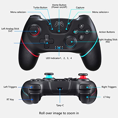 YUYIU 【Upgraded】 Switch Controller Switch Pro Controller-Switch Remote Gamepad Joystick for Nintendo Switch/Switch Lite/Switch OLED，Pro Controller Switch Dual Vibration Turbo with Charging Cable