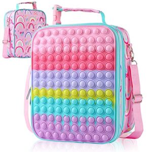 joyleme pop lunch box for kids girls insulated lunch boxes, girls fidget lunch bag toy for kids lunch bag for school travel outdoor with adjustable shoulder strap back to school gifts(cloud)