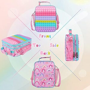 JoyLEME Pop Lunch Box for Kids Girls Insulated Lunch Boxes, Girls Fidget lunch Bag toy for kids Lunch Bag for School Travel Outdoor with Adjustable Shoulder Strap Back to School Gifts(Cloud)