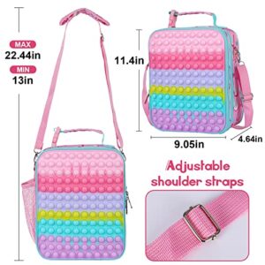 JoyLEME Pop Lunch Box for Kids Girls Insulated Lunch Boxes, Girls Fidget lunch Bag toy for kids Lunch Bag for School Travel Outdoor with Adjustable Shoulder Strap Back to School Gifts(Cloud)