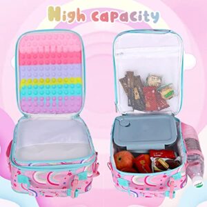 JoyLEME Pop Lunch Box for Kids Girls Insulated Lunch Boxes, Girls Fidget lunch Bag toy for kids Lunch Bag for School Travel Outdoor with Adjustable Shoulder Strap Back to School Gifts(Cloud)