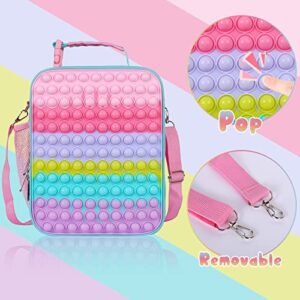 JoyLEME Pop Lunch Box for Kids Girls Insulated Lunch Boxes, Girls Fidget lunch Bag toy for kids Lunch Bag for School Travel Outdoor with Adjustable Shoulder Strap Back to School Gifts(Cloud)