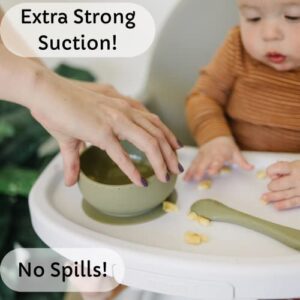 Tooshka Silicone Suction Baby Bowl & Spoon - Suction Bowls for Baby Led Weaning - BPA Free - Baby Feeding Set (Speckled Clay)