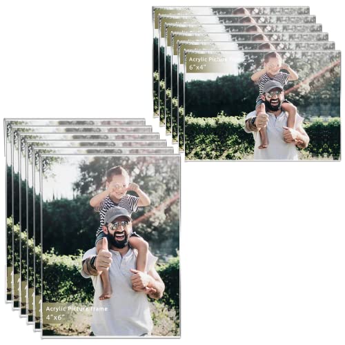 DZZ 12 PCS Picture Frame, 4x6 Clear Acrylic Picture Frames and 6x4 Picture Frame Each Size 6 PCS