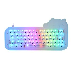 epomaker mini cat 64 60% hot swappable via programmable rgb wired mechanical gaming diy keyboard kit with refinedly tuned stabilizers, stacked acrylic case, compatible with windows/mac