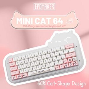 EPOMAKER Mini Cat 64 60% Hot Swappable VIA Programmable RGB Wired Mechanical Gaming DIY Keyboard Kit with Refinedly Tuned Stabilizers, Stacked Acrylic Case, Compatible with Windows/Mac