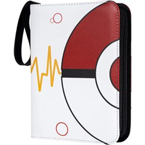 honyat card binder clip holder for pokemon cards binder 4-pocket , 400 pockets trading card case games collection binder with sleeves (pokeball-2)