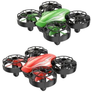 2 pack mini drone for kids and beginners, remote control helicopter quadcopter with 6 modular batteries, auto hovering, 3 speed modes, headless mode, indoor rc pocket plane gift for boys and girls, green and red