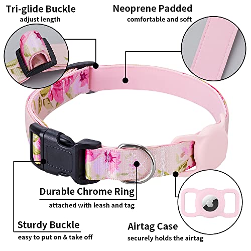 AirTag Cat Collar, Animire Soft Neoprene Padded Air Tag Collar for Extra Small Dogs, Polyester Puppy Pet Collar with Silicone AirTag Case Holder Accessories, 8"-12" Neck