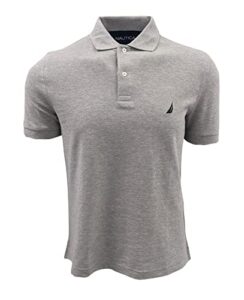 nautica men classic fit polo pique t-shirt (xx-large, grey heather)
