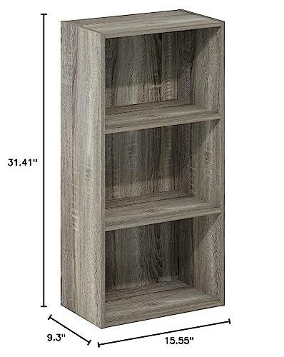 Furinno Luder 3-Tier Open Shelf Bookcase, French Oak