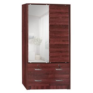 better home products sarah double sliding door armoire with mirror in mahogany