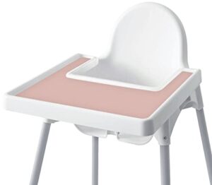 high chair placemat for ikea antilop baby high chair, silicone placemats, high chair tray finger foods placemat for boys and girls, babies, toddlers (blush)