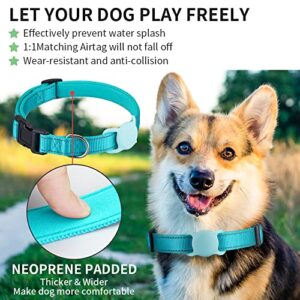 AirTag Dog Collar for Small Medium Large Dogs, Animire Soft Neoprene Padded Pet Cat Collar, Nylon Puppy Collar with Silicone Air Tag Case Holder Accessories, 9''-16'' Neck