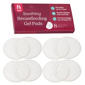 [8 pads] silicone nipple pads for breastfeeding soreness - immediate relief nipple gel soothing pads - easy to apply gel nipple pads for breastfeeding - reusable form adjusting breastfeeding gel pads