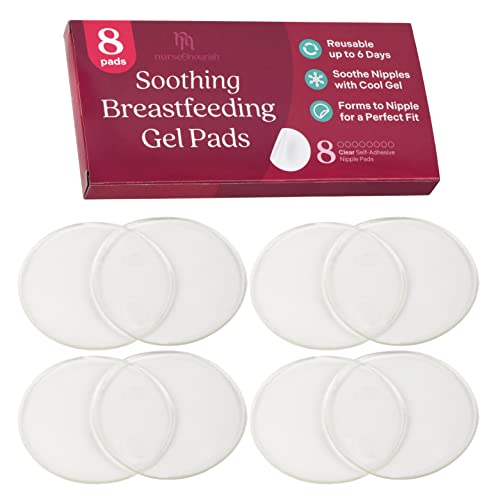 [8 Pads] Silicone Nipple Pads for Breastfeeding Soreness - Immediate Relief Nipple Gel Soothing Pads - Easy to Apply Gel Nipple Pads for Breastfeeding - Reusable Form Adjusting Breastfeeding Gel Pads