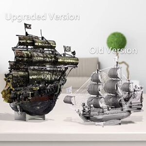 Piececool 3D Metal Puzzles for Adults, The Queen Anne's Revenge Pirate Ship Model Kits, 3D Watercraft Model Building Kit, DIY Craft Kits Difficult 3D Puzzles for Family Time