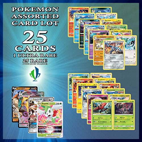 25 Rare Pokemon Cards with 100 HP or Higher (Assorted Lot with No Duplicates) w/Guaranteed Ultra Rare Pokemon