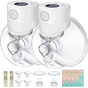 ximyra breast pumps, double wearable breast pump, portable hands free electric breastpump rechargeable milk extractor-24mm flange with 2-21mm inserts,2-19mm inserts