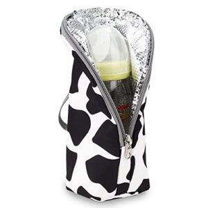trendplay baby bottle insulated tote bag, portable bottle warmer storage organizer for 1 bottle, for travel stroller (cow)