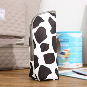 TRENDPLAY Baby Bottle Insulated Tote Bag, Portable Bottle Warmer Storage Organizer for 1 Bottle, for Travel Stroller (Cow)