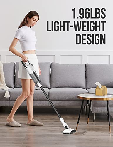 LiTHELi Cordless Vacuum Cleaner, 10000Pa/6000Pa Stick Vacuum with Mop Pad, Brushless Motor for Hard Floor, with 2 * 4Ah Swappable Battery