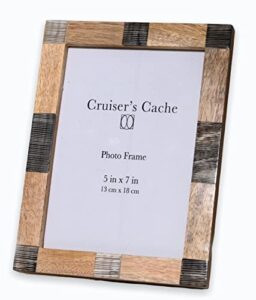 cruiser’s caché | alternating carved natural horn and wood photo frame | 5x7