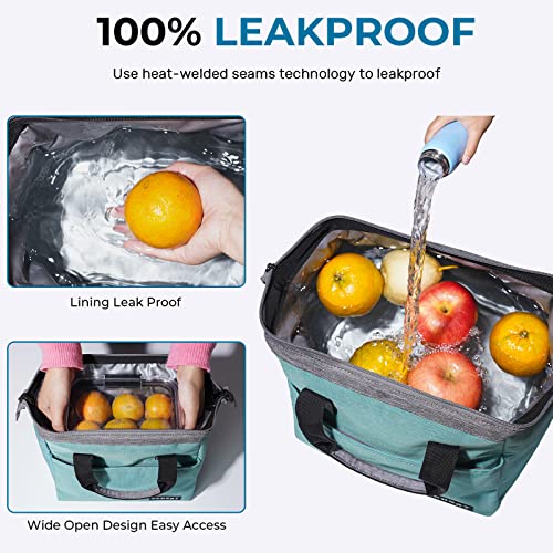 Large Insulated Lunch Bag for Women Men Leakproof Lunch Tote Bags Cooler Bag for Work Travel Adult Thermal Lunch Bags for Office -10L Lunchbox - Mint Green