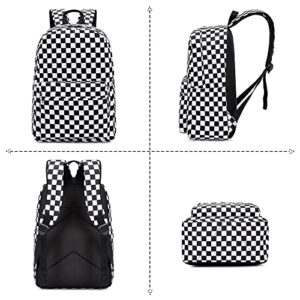 Yusudan Checkered Girls School Backpack Set, Kids Teens School Bag Bookbag with Lunch Bag Pencil Bag